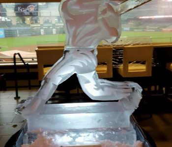 baseball player ice sculpture